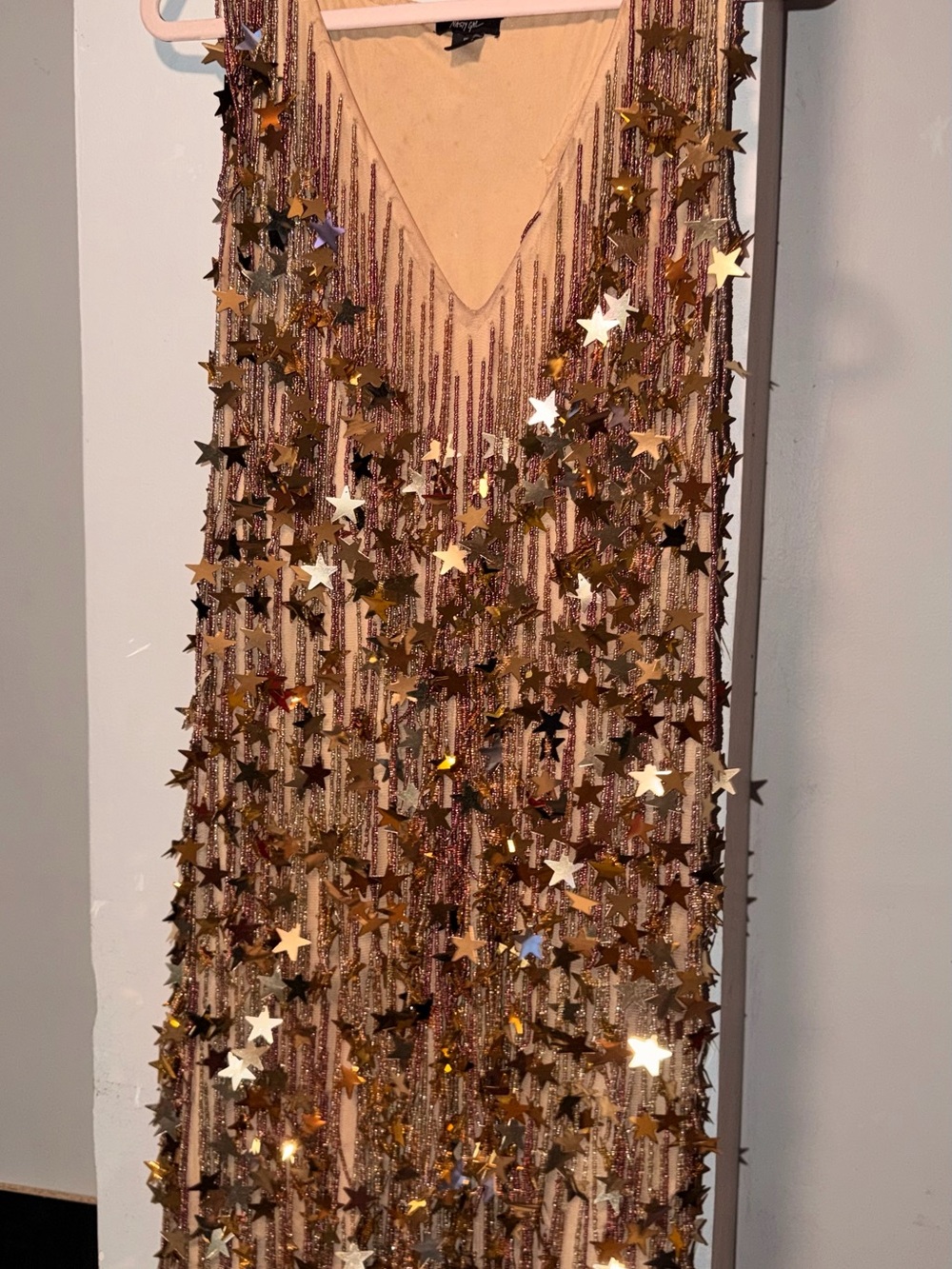 Nasty Gal Gold Star Sequin Fringe Mini Dress